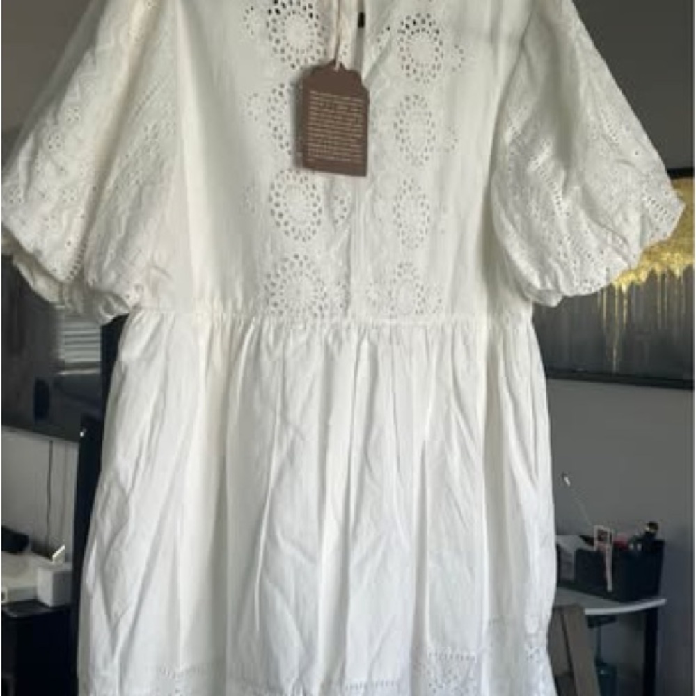 Elegant White Eyelet Kids Dress